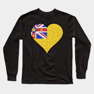 Niuean Jigsaw Puzzle Heart Design - Gift for Niuean With Niue Roots Long Sleeve T-Shirt